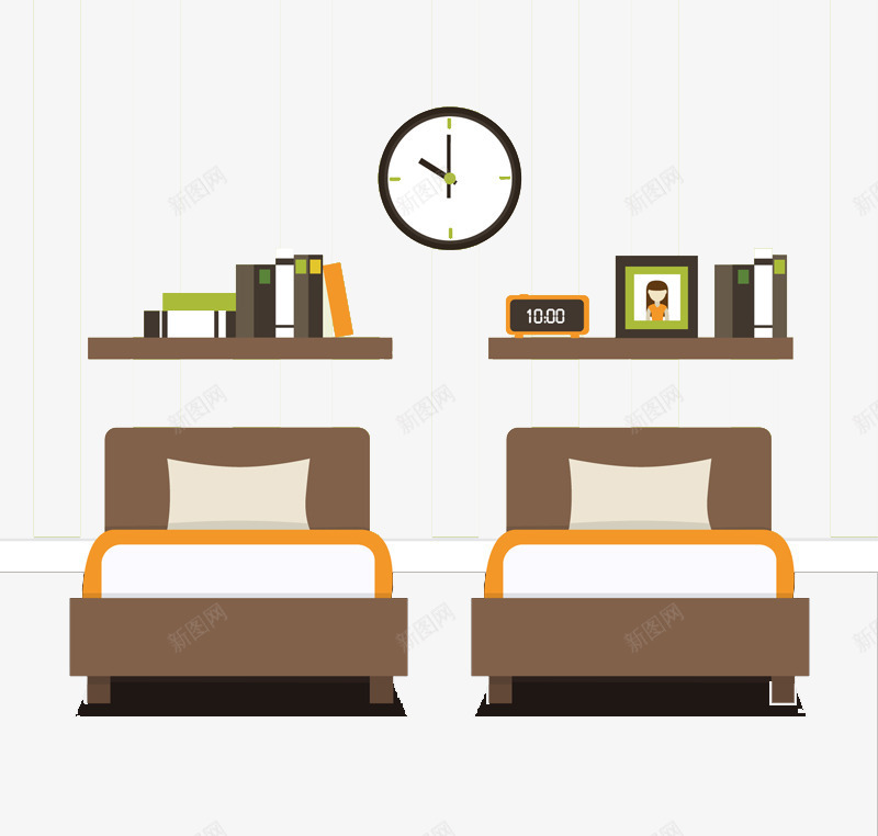 简洁的卧室png免抠素材_新图网 https://ixintu.com 卡通 卧室 扁平化