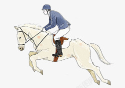 跳起的马手绘骑术高超的马术运动员与他的高清图片