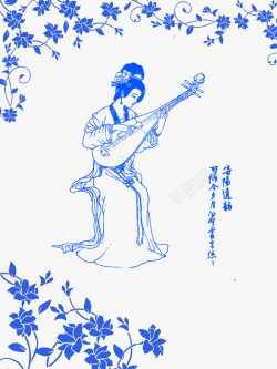 弹琴的古典美女古典美女高清图片