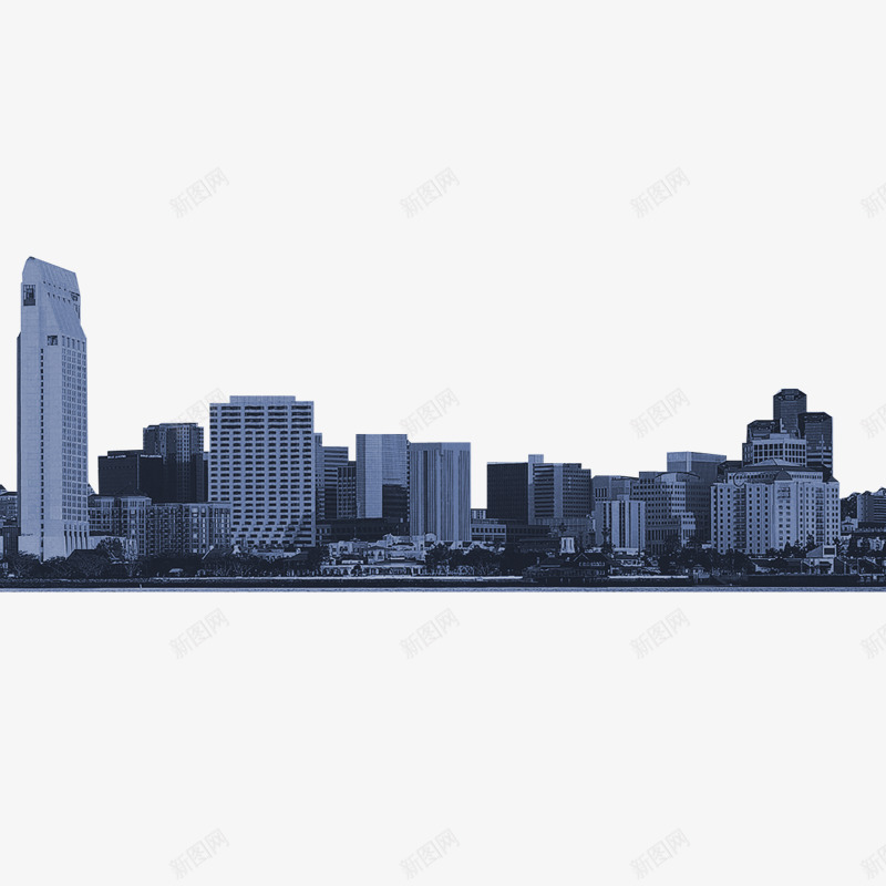 蓝色背景的建筑png免抠素材_新图网 https://ixintu.com 城市 房产 高楼