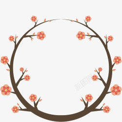 花环装饰新春鲜花圆环矢量图高清图片