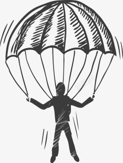 降落伞剪影跳伞运动员高清图片