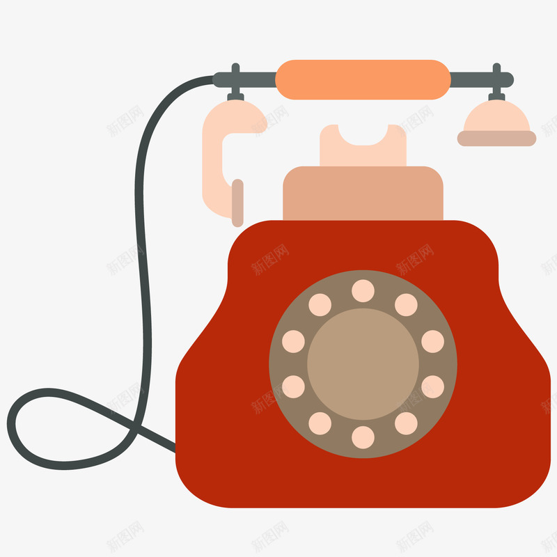 扁平化老式电话矢量图ai免抠素材_新图网 https://ixintu.com 卡通的电话 扁平化 手绘的老式电话 简洁的电话 老式电话 褐色的电话 矢量图