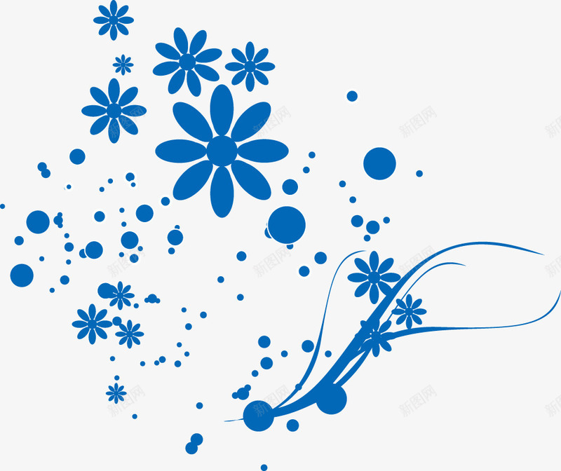 蓝色花卉漂浮png免抠素材_新图网 https://ixintu.com png png图片 圆点 漂浮 线条 花卉 蓝色