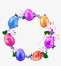 彩蛋花环彩色复活节彩蛋高清图片