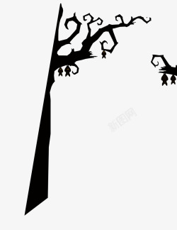 蝙蝠倒挂万圣节恐怖主题之蝙蝠倒挂树枝高清图片