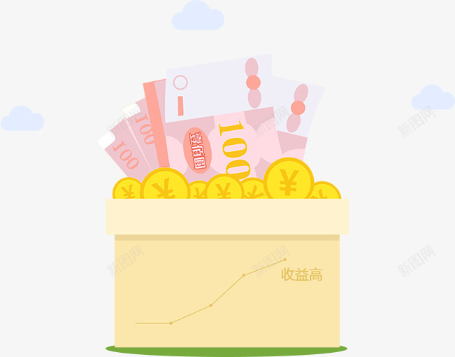 金币钱png免抠素材_新图网 https://ixintu.com 云朵 免抠PNG图片 卡通 金币 钞票 钱