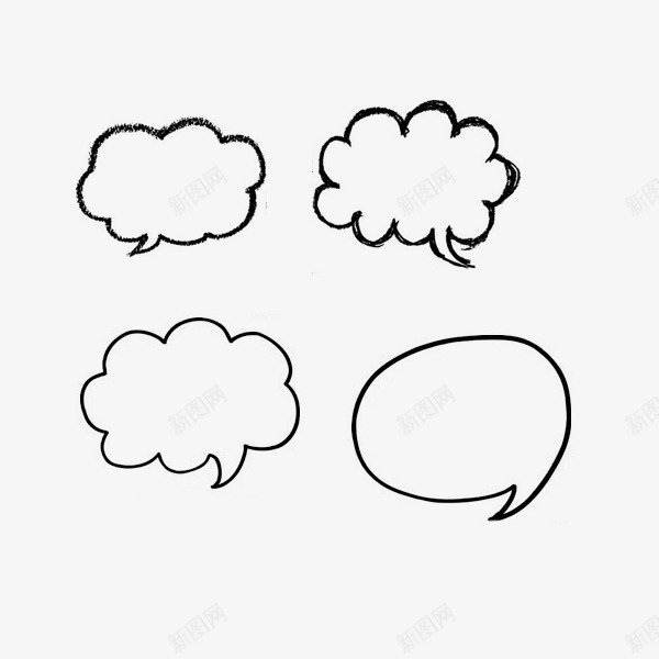 简洁白云造型对话框psd免抠素材_新图网 https://ixintu.com 可爱 圆弧 白色 矩形