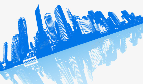 都市题材的蓝色高楼大厦png免抠素材_新图网 https://ixintu.com 风景建筑矢量素材矢量建筑都市城市高楼大厦蓝色倒影