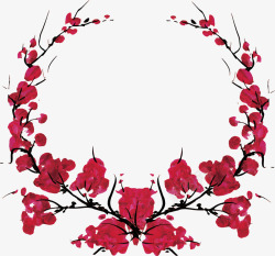 中秋框红色梅花标题框高清图片
