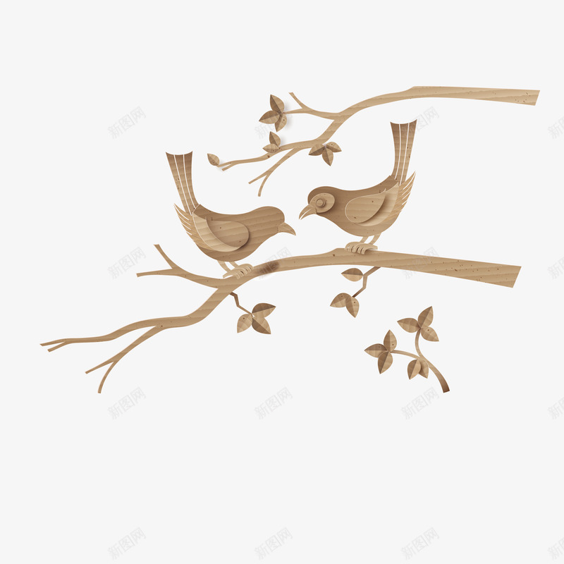 站在树枝上的两只小鸟矢量图eps免抠素材_新图网 https://ixintu.com 动物 小鸟 树枝 矢量图