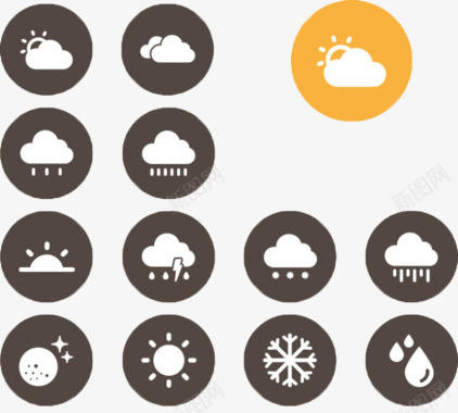棕色的圆形天气图标图标