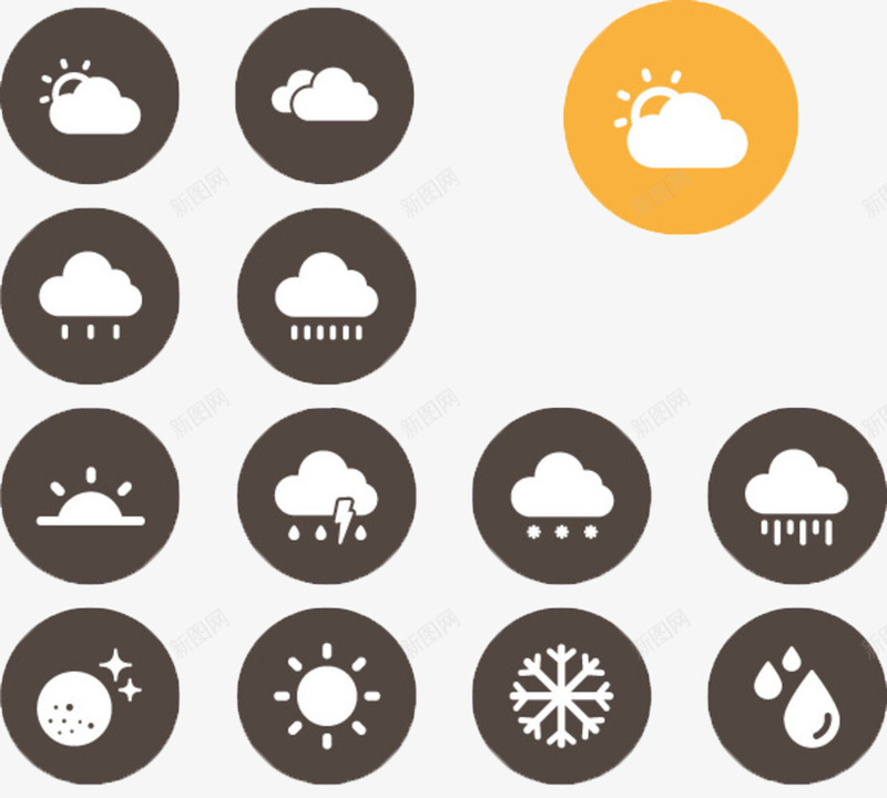棕色的圆形天气图标png_新图网 https://ixintu.com 云朵 圆形 天气图标 天气预报 棕色