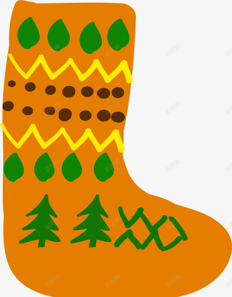 圣诞节黄色圣诞袜png免抠素材_新图网 https://ixintu.com 圣诞节 水彩 绿色圆点 绿色大树 黄色圣诞袜 黄色袜子