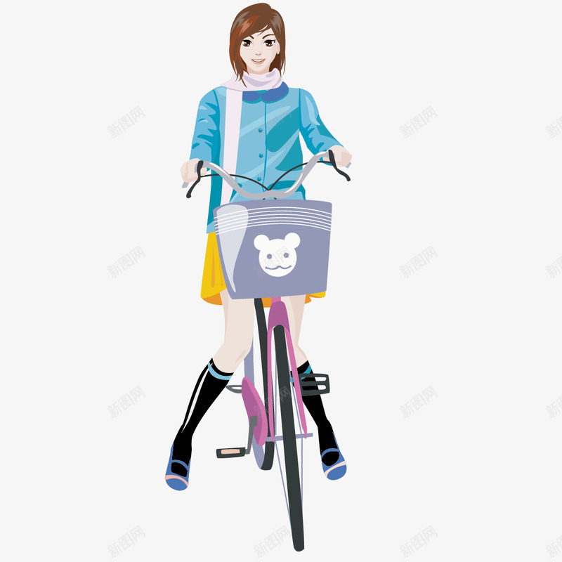 自行车运动矢量图ai免抠素材_新图网 https://ixintu.com 单车 女孩 自行车 车子 骑车 矢量图