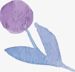 紫色水墨花卉图案素材