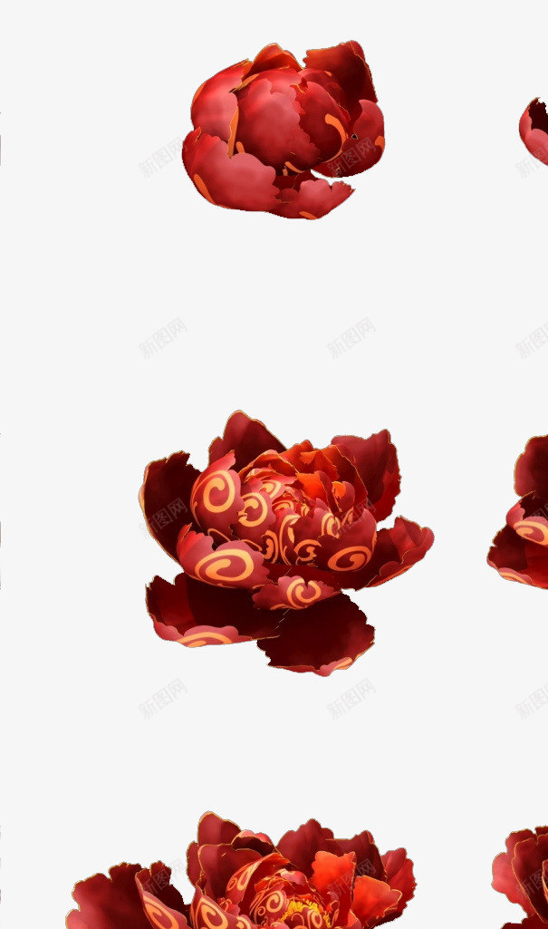 花卉png免抠素材_新图网 https://ixintu.com 开放 开花过程 红色 花苞 花蕊