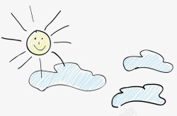太阳云朵猪简笔画儿童绘画高清图片