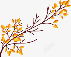金色的秋天树枝矢量图素材