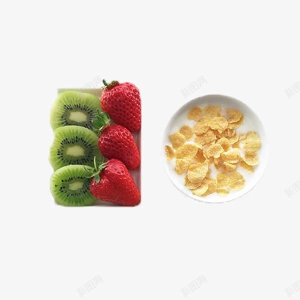 一盘水果一盘燕麦的早餐psd免抠素材_新图网 https://ixintu.com 健康 早餐 简洁 饮食