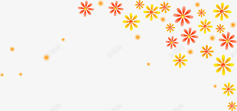 花纹矢量图ai免抠素材_新图网 https://ixintu.com VI 卡通 底纹 手绘 红色 花朵 花环 花纹 花边 黄色 矢量图