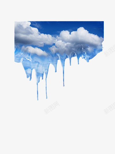 蓝色天空png免抠素材_新图网 https://ixintu.com 云朵 创意 天空 滴落 蓝色 颜料