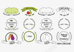 绿色有机食品图章有机食品花环边框装饰高清图片