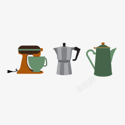 卡通咖啡机免扣PNG简约卡通咖啡机咖啡器具矢量图高清图片