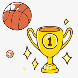 篮球图形黄色的奖杯高清图片