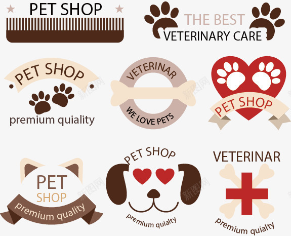 手绘宠物标签图标png_新图网 https://ixintu.com LOGO 动物 图标 宠物医院 宠物标签 手绘