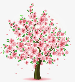 春季粉色桃花装饰图案素材
