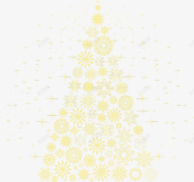 黄色星光圣诞树矢量图ai免抠素材_新图网 https://ixintu.com 圣诞 圣诞树 星光 雪花 矢量图