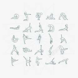 25款简洁线条瑜伽姿势素材