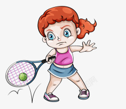 打网球女生卡通手绘打网球的女孩高清图片
