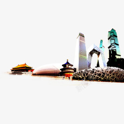 中国建筑剪影城市标地高清图片
