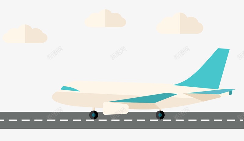 飞机跑道png免抠素材_新图网 https://ixintu.com 白云 矢量素材 跑道 飞机 飞机矢量