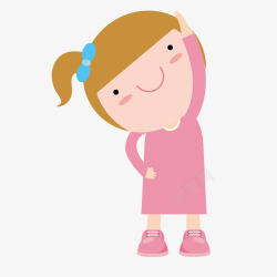 粉红色裙子伸展运动可爱孩子矢量图高清图片