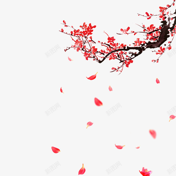 大树落下红色叶子png免抠素材_新图网 https://ixintu.com 凄凉 凄凉之美 简洁 落叶 装饰