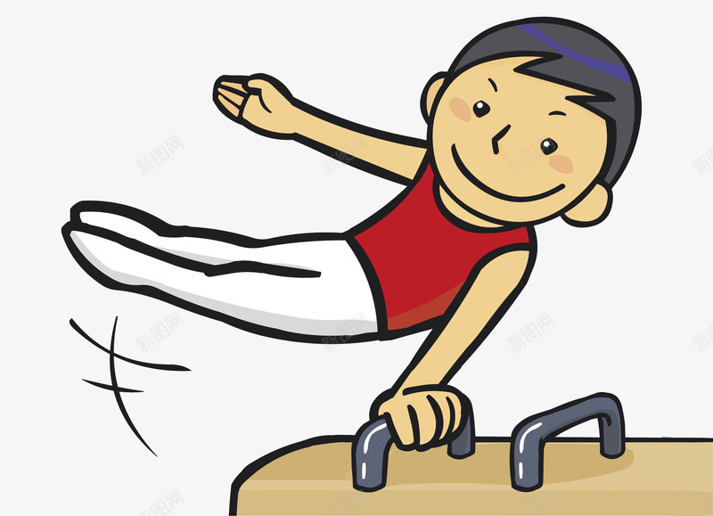 手绘跳马的运动员png免抠素材_新图网 https://ixintu.com 体育 创意 可爱 手绘卡通 跳马 运动 运动员