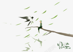 惊蛰主题惊蛰主题插图树枝燕子少年高清图片
