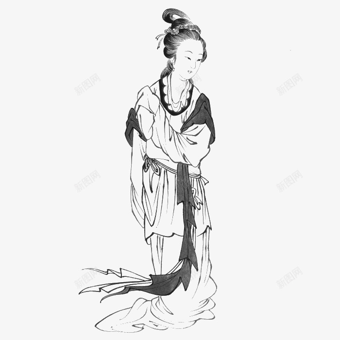 古代妇女png免抠素材_新图网 https://ixintu.com 古代女性 妇女 线条美女
