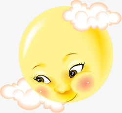 黄色卡通太阳云朵笑脸素材