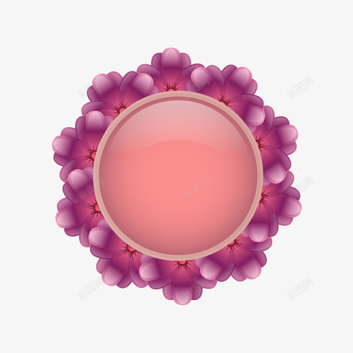 紫色花朵花环矢量图ai免抠素材_新图网 https://ixintu.com 圆形边框 植物花卉 矢量紫色花朵花环 矢量图