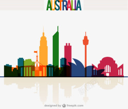 彩色澳大利亚城市剪影素材