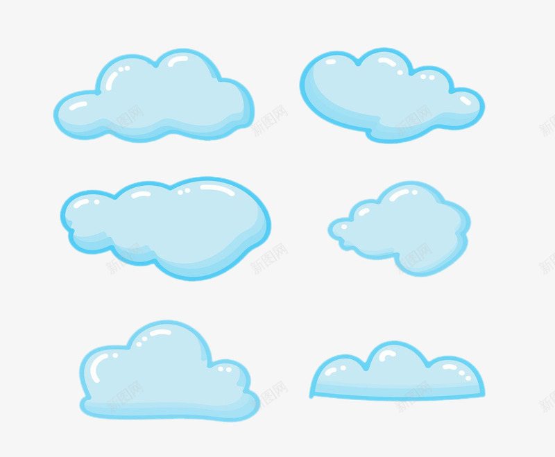 卡通云朵png免抠素材_新图网 https://ixintu.com 动漫云朵 可爱的云 手绘云朵 蓝色的云