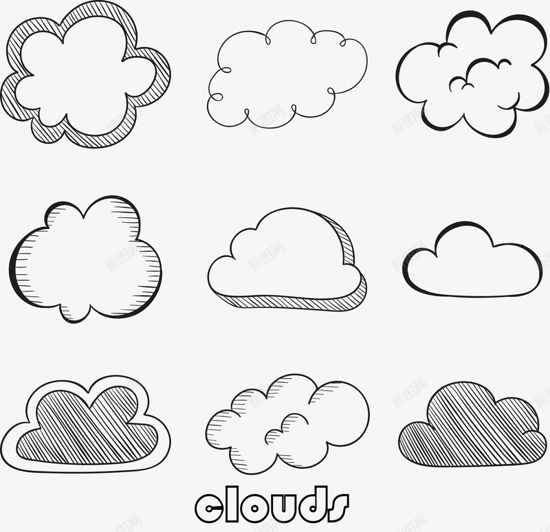 9款手绘云朵png免抠素材_新图网 https://ixintu.com clouds png 手绘云朵 黑白
