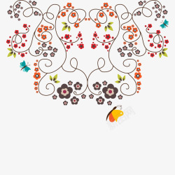 小清新线条花卉背景装饰图素材