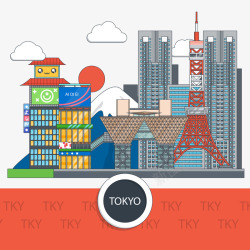 日本城市剪影矢量图素材