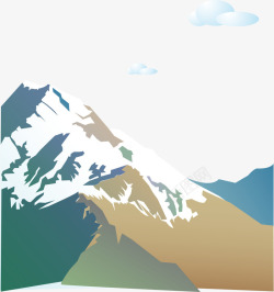 手绘的冰山手绘彩色白云冰山矢量图高清图片