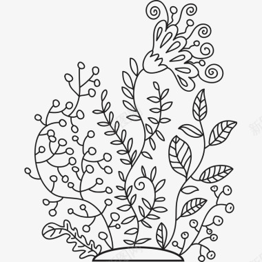 手绘线稿花卉叶子图标图标